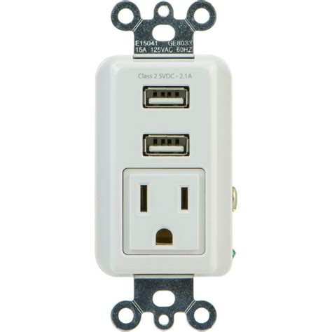 GE 2.1 Amp 1-Outlet and 2-USB Port In-Wall Receptacle-25336 - The Home Depot