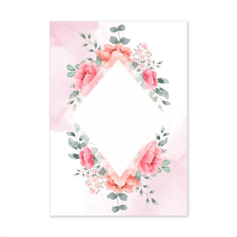 Premium Vector | Pink watercolor flower frames borders invitation cards