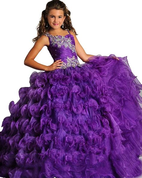 Applique Beautiful Purple Glitz Pageant Dress For Girls Size 8 12 Long ...