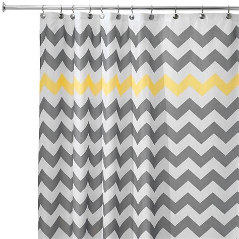 interDesign Chevron 72 in. x 72 in. Shower Curtain in Gray/Yellow 43020 ...