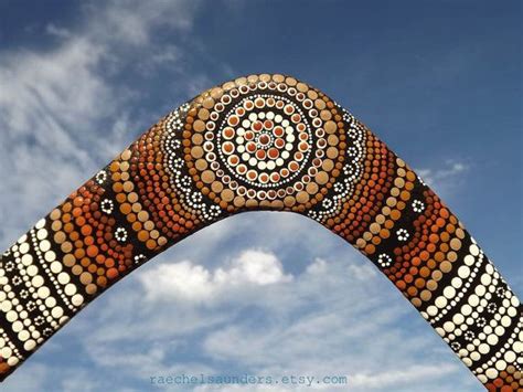 Throwing Boomerang, Hand painted Authentic Aboriginal Dot Art, Functional and a wall decoration ...