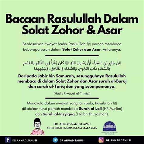 Surah Dalam Solat (Subuh, Zohor, Asar, Maghrib & Isyak)