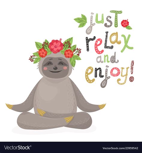 Cute cartoon sloth relax Royalty Free Vector Image