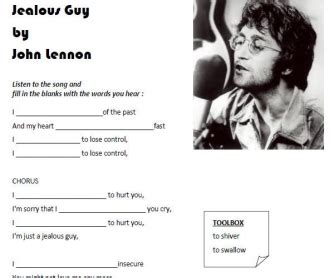 Song Worksheet: Jealous Guy by John Lennon