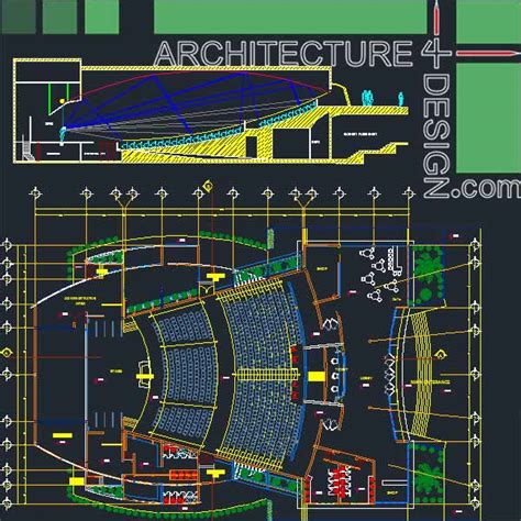 Auditorum architecture design samples- Autocad drawings