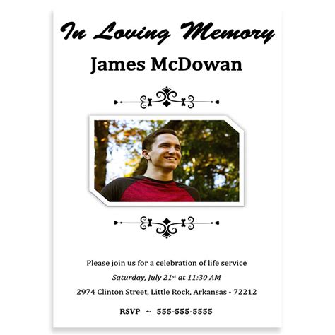 Free Funeral Invitation Template: Simple Ornamentation » Urns | Online