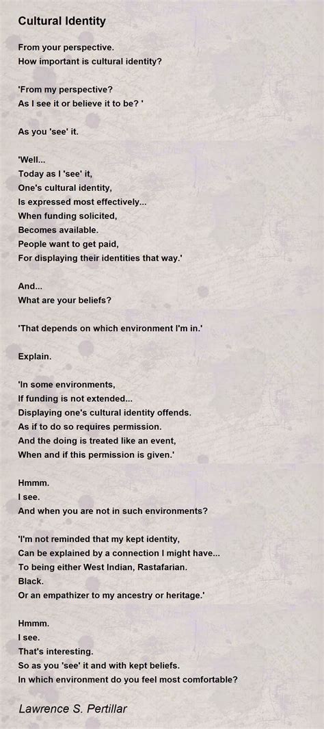 Cultural Identity - Cultural Identity Poem by Lawrence S. Pertillar