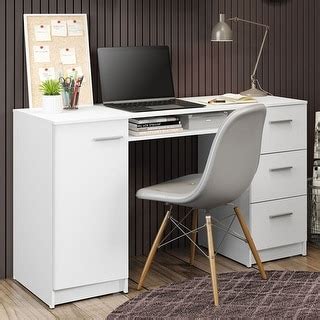 Modern Office Desk with Storage Drawers 53 inch, Study Desk for Home Office, Simple Style PC ...