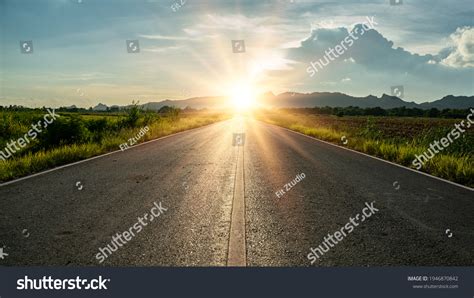 Blurry Road Middle Asphalt Road Sunsetconcept Stock Photo 1946870842 ...