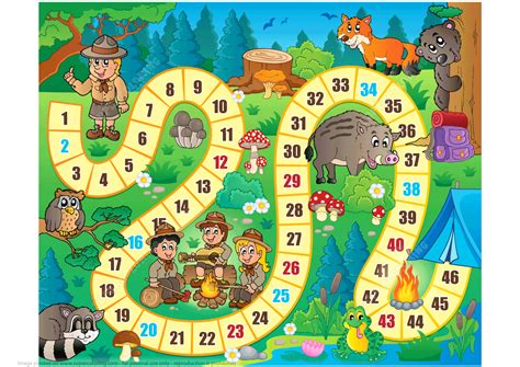 Camping Board Game Printable Template | Free Printable Papercraft Templates