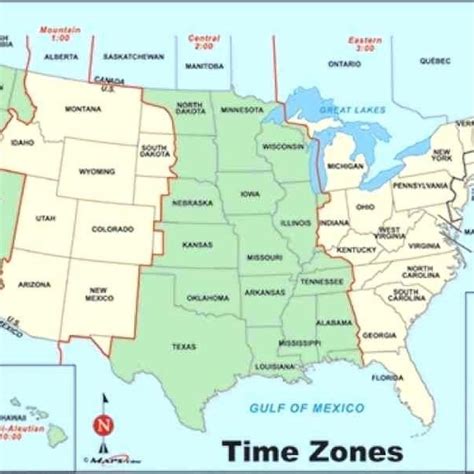Labeled Time Zone Map