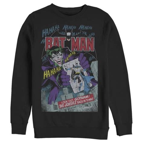 Men's Batman Joker Vintage Card Sweatshirt - Black - Large : Target