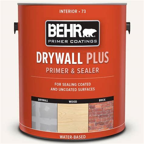 BEHR 1 Gal. White Acrylic Interior Drywall Plus Primer and Sealer 07301 ...