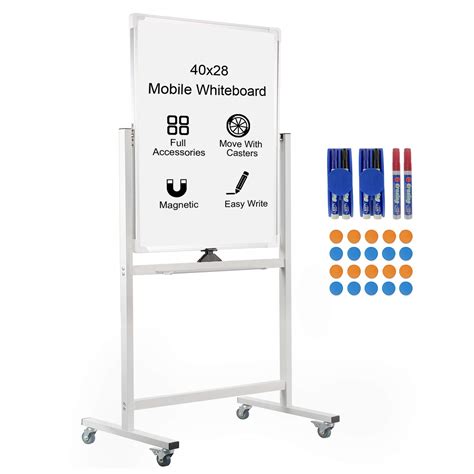 Buy Rolling Magnetic Whiteboard 40"x28", Double-Sided Whiteboard on ...