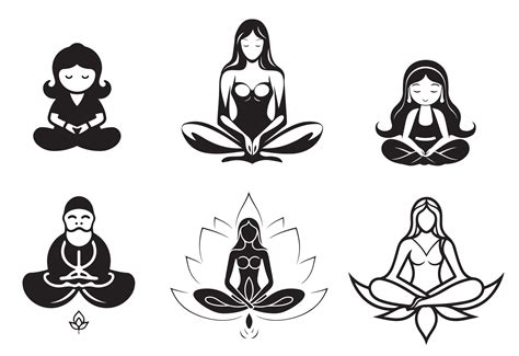 Yoga set of symbols and signs.Yoga icon set, hand drawn. not ai ...