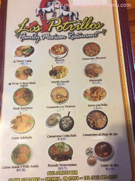 Menu at Los Potrillos restaurant, Ontario, 49 NW 1st St #7