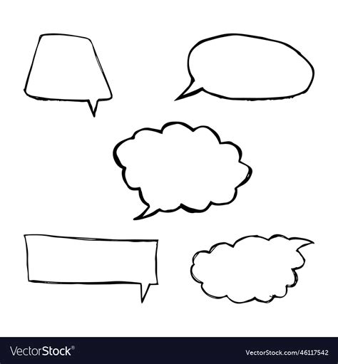 A set of hand drawn speech bubbles callout shapes Vector Image