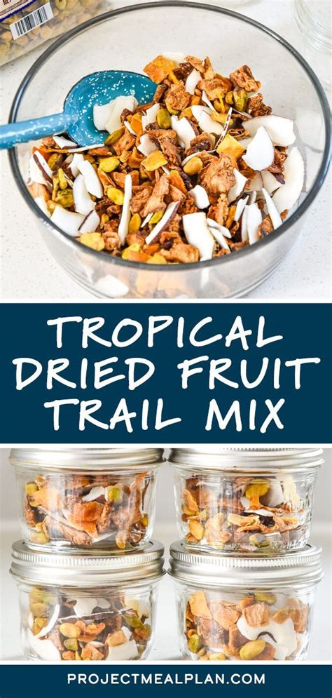 This Tropical Dried Fruit Trail Mix is super easy to mix up at home for a delicious combo of ...