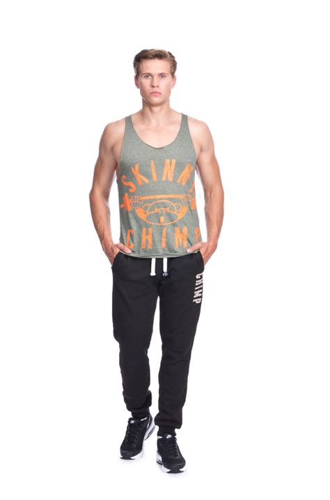 Classic Raw Cut Gym Vest - Khaki Orange – Skinny Chimp