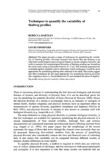 (PDF) Techniques to quantify the variability of thalweg profiles