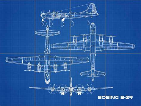 Artery8 Boeing B-29 Superfortress 02 Plane Blueprint Plan XL - Póster ...