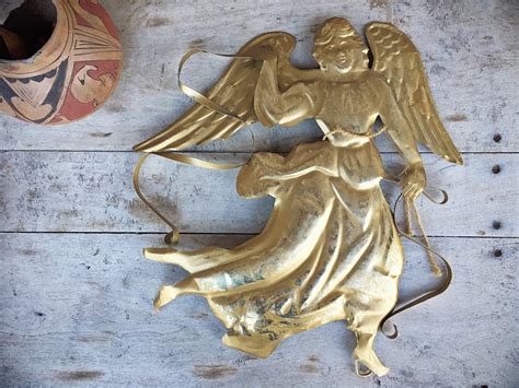 Large Metal Angel Wall Hanging, Golden Angel Wall Decor, Christmas ...