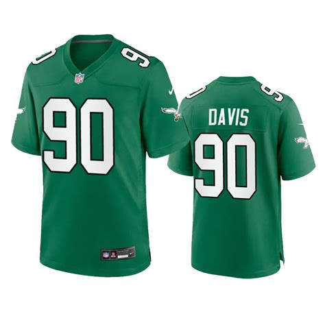 Philadelphia Eagles Jordan Davis Kelly Green Alternate Game Jersey ...