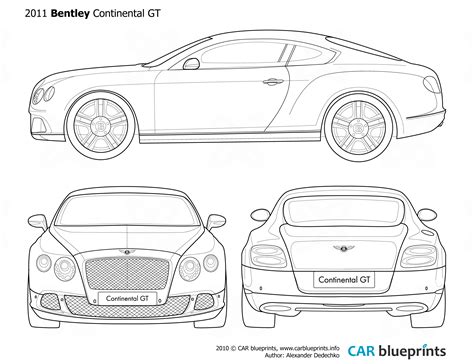 2011 Bentley Continental GT Coupe blueprints free - Outlines