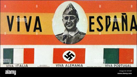 Postcard depicting General Franco the nationalist leader with Long Live Spain, Italy, Germany ...