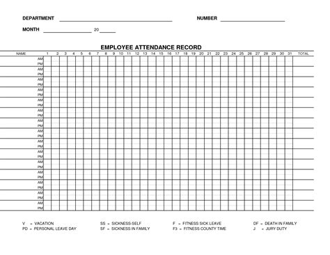 Blank Employee Attendance Record Template | Qualads