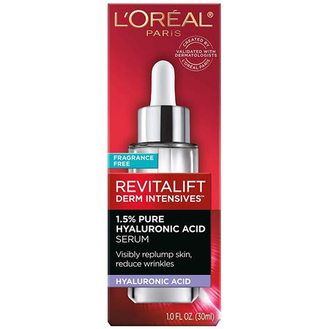 L’Oreal Paris 1.5% Pure Hyaluronic Acid Face Serum, 1 oz, 30ml ...