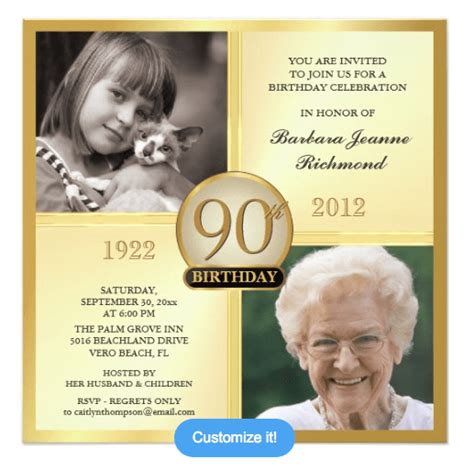 90th Birthday Invitations - 30+ Fabulous Invites to Impress Your Guests!