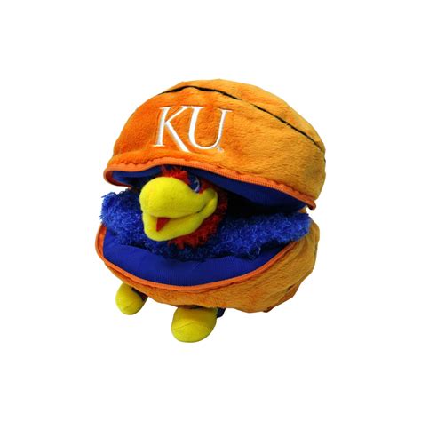 Kansas Jayhawk Mascot in a Basketball Plush