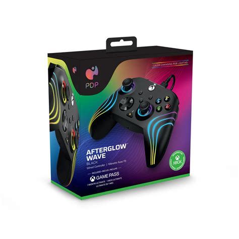 Xbox Series X|S & PC Black Afterglow Wave Controller by PDP Xbox Controller, Cable, Wireless ...