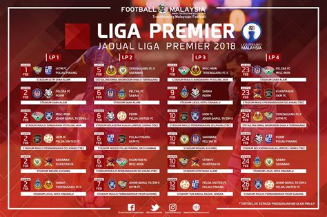 Jadual Perlawanan Liga Super dan Liga Perdana Malaysia Musim 2018