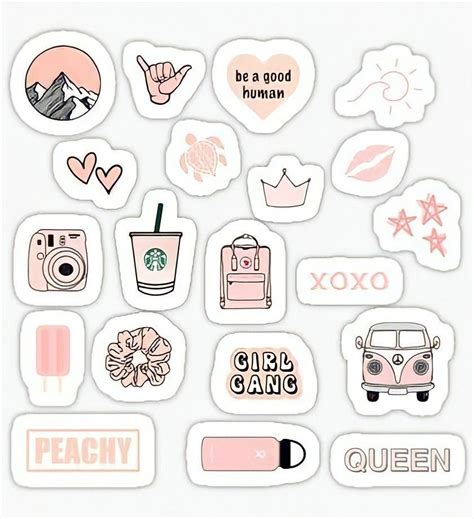 the sticker sheet is filled with different types of stickers and words ...