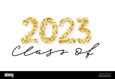 Class of 2023. Hand drawn graduate lettering gold glitter. Graduation ...