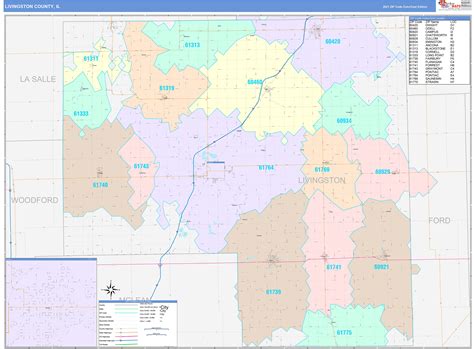 Livingston County, IL Wall Map Color Cast Style by MarketMAPS - MapSales.com