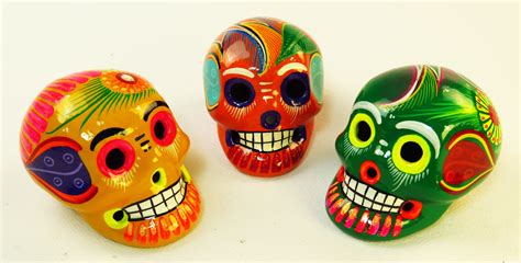 Day of the Dead Skulls tres amigos clay sugar skulls