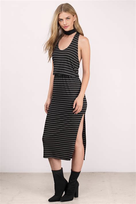 Cute Black & White Dress - Racerback Dress - Midi Stripe Dress - $11 ...