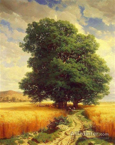 Alexandre Calame Landscape With Oak Trees Oil Painting Reproductions for sale | AllPainter ...