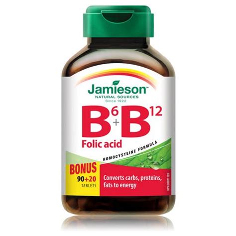 Jamieson Vitamin B6 + B12 Folic Acid Homocysteine Formula tablets | Walmart.ca