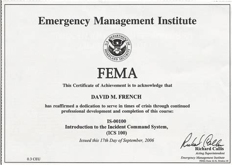 11 best FEMA Certificates images on Pinterest | Certificate, Emergency ...