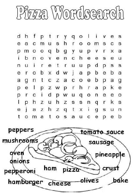 Iman's Home-School: Pizza Word Search