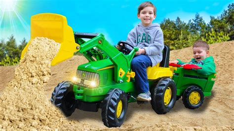 Kids assembled and fixed the tractor John Deere | Toys 2 Boys - YouTube