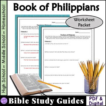 Bible Study Questions for Philippians worksheet packet by Teaching to Equip