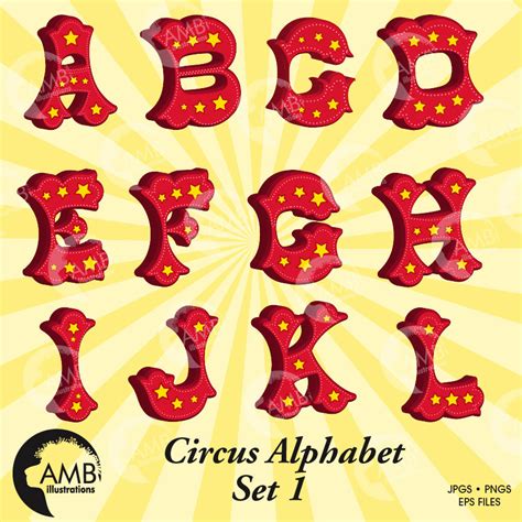 Circus Letters with Stars Alphabet | AMBillustrations.com