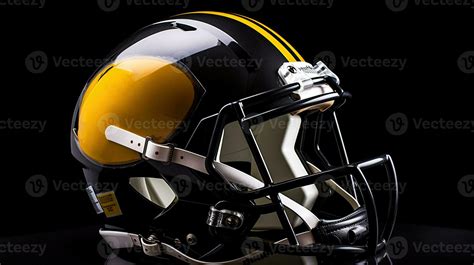 A yellow black American football helmet isolated on white background ...