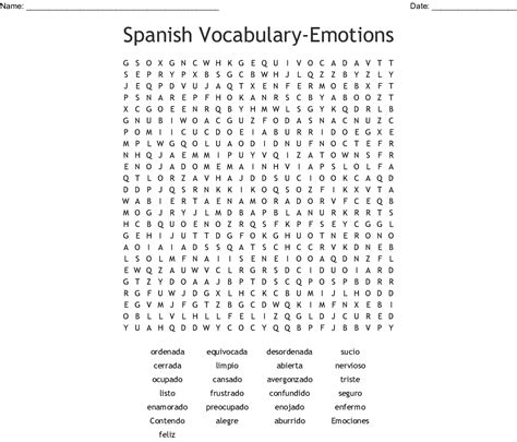 Spanish Word Search Printable