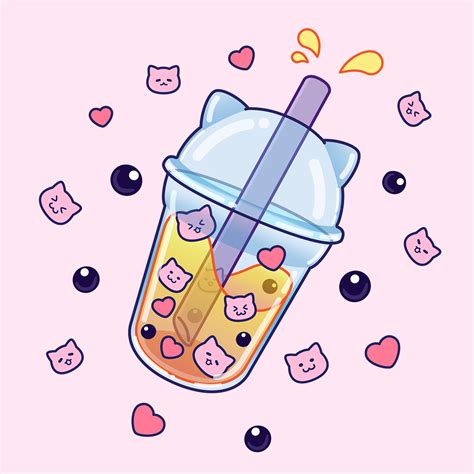 Bubble Kit-tea | Kawaii drawings, Tea wallpaper, Cute drawings